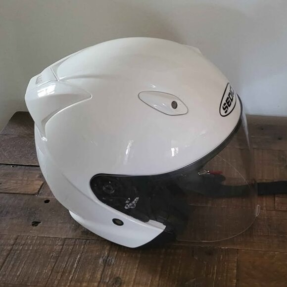 3/4 Sedici Motorcycle Helmet White Adjustable Clear and Tinted Shields with Bag - Picture 1 of 9